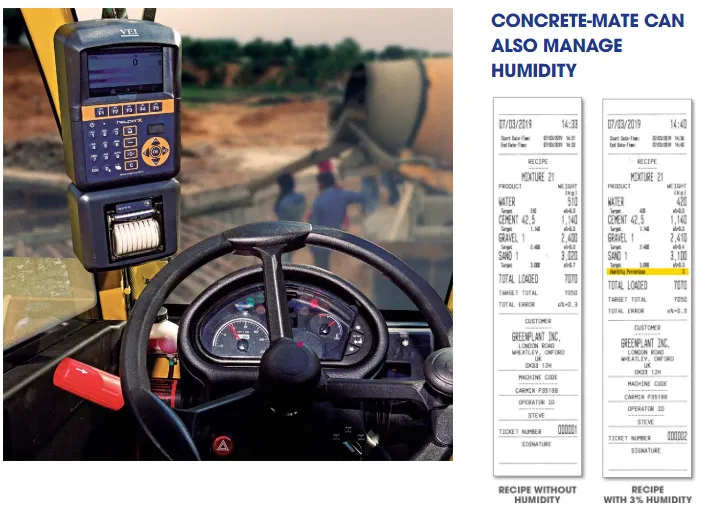 Print out of a carmix batch plant showing the materials and their percentages that made up the concrete mix